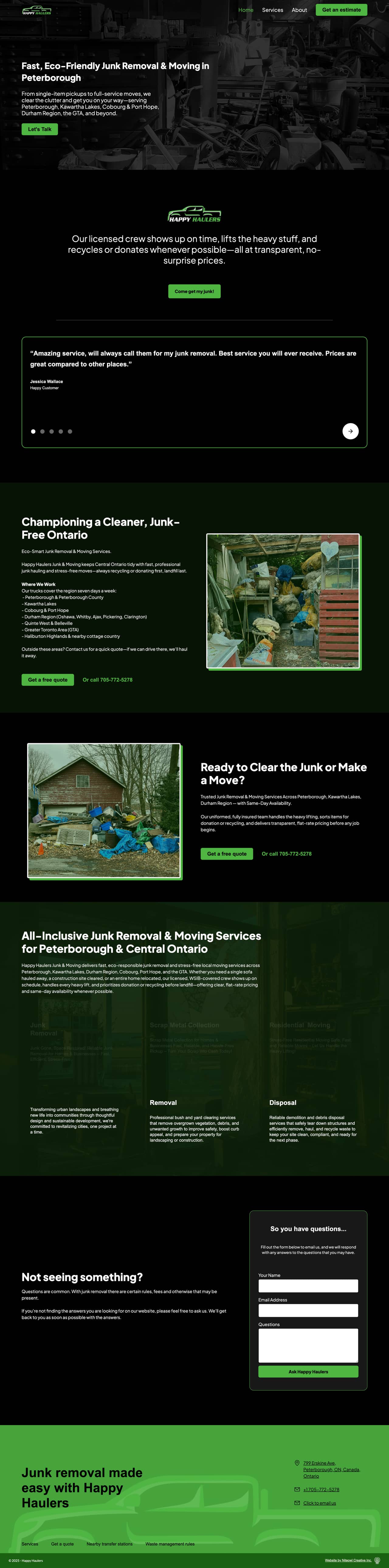 Happy Haulers website screenshot