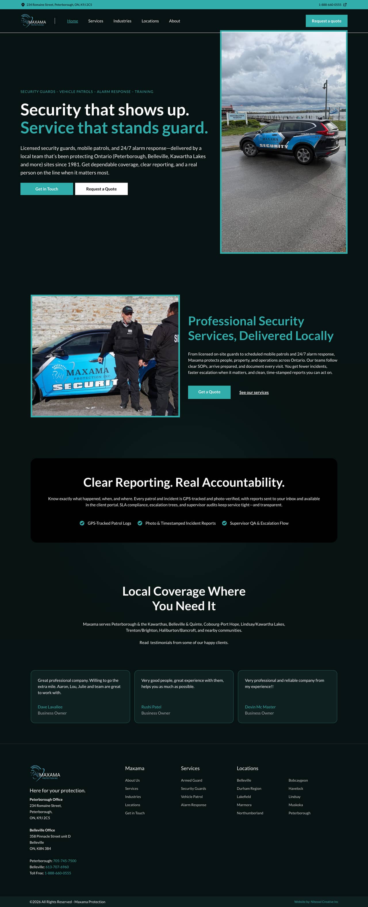 Maxama Security website screenshot